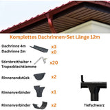 Dachrinnen-Komplettset 12 m für eine Dachseite / Stahl / Abwicklung 330