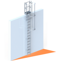 Steigleiter Aluminium mit Rückenschutzkäfig 4000 mm – Ausstieg mit Stufe und Tür