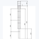 Steigleiter mit Rückenschutzkorb 8000 mm Attikaausstieg 725 mm