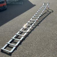 Dachleiter ganz aus Aluminium mit Haken – Komplettset 5,90 m in 5 Teilen (Haken + 4 x 1,25 m)