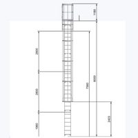 Steigleiter Aluminium mit Rückenschutzkäfig 8000 mm – Ausstieg mit Stufe und Tür