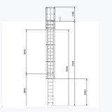 Steigleiter mit Rückenschutzkorb 7000 mm Attikaausstieg 725 mm