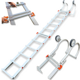 Aluminium-Dachleiter mit Haken – Komplettset New Hook 65, 5,65 m in 3 Teilen (Haken + 3 m + 2 m)