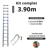 Dachleiter Aluminium mit Haken – Komplettset 3,90 m in 2 Teilen (Haken + 3 m)