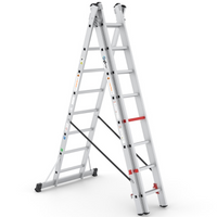 Mehrzweckleiter 3-teilig / 3 x 8 Sprossen / 2,44 m - 5,79 m
