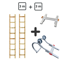 Holzdachleiter - Set 6 m (3 m + 3 m + Verbindung)
