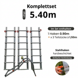 Aluminium-Dachleiter mit Haken – Komplettset 5,40 m in 4 Teilen (Haken + 3 × 1,50 m)