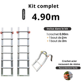Aluminium-Dachleiter mit Haken – Komplettset 4,90 m in 3 Teilen (Haken + 2 x 2 m)