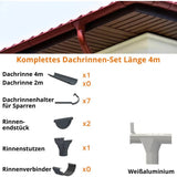 Dachrinnen-Komplettset 3 m für eine Dachseite / Stahl / Abwicklung 250