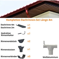 Dachrinnen-Komplettset 3 m für eine Dachseite / Stahl / Abwicklung 250