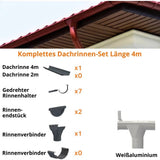 Dachrinnen-Komplettset 3 m für eine Dachseite / Stahl / Abwicklung 250