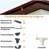 Dachrinnen-Komplettset 3 m für eine Dachseite / Stahl / Abwicklung 250