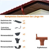 Dachrinnen-Komplettset 3 m für eine Dachseite / Stahl / Abwicklung 250