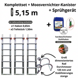 Aluminium-Dachleiter mit Haken – Komplettset 5,15 m New Hook 65 (Haken + 3 × 1,50 m) + D-Mousse (Sprühgerät gratis)