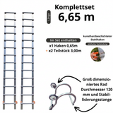 Dachleiter Aluminium mit Haken – Komplettset 6,65 m New Hook 65 in 3 Teilen (Haken + 2 × 3 m)