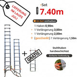 Dachleiter mit Haken komplett aus Aluminium - Set 7,40 m in 3 Teilen (Haken + 3 m + 2 m) + 1 Verlängerung von 1,50 m gratis (Set geliefert zweite Julihälfte)