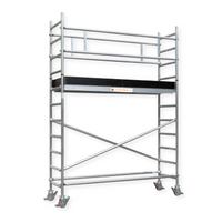 Échafaudage roulant en aluminium AMIPRO-S compact, léger et pliable pour travaux en hauteur, usage professionnel en intérieur et extérieur