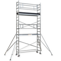 Échafaudage professionnel AMIPRO-S avec roulettes, structure en aluminium pliable et transport facile pour chantiers mobiles