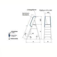 Professionelle Sicherheits-Stufenleiter 6 Stufen – Arbeitshöhe 3,39 m