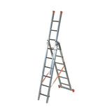 Mehrzweckleiter 3-teilig / 3 x 6 Sprossen / 2,03 m - 4,12 m