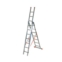 Mehrzweckleiter 3-teilig / 3 x 7 Sprossen / 2,33 m - 5,02 m