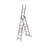 Mehrzweckleiter 3-teilig / 3 x 7 Sprossen / 2,33 m - 5,02 m