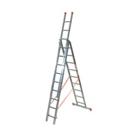 Mehrzweckleiter 3-teilig / 3 x 9 Sprossen / 2,93 m - 6,82 m
