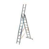 Mehrzweckleiter 3-teilig / 3 x 9 Sprossen / 2,93 m - 6,82 m