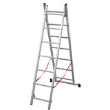 Mehrzweckleiter 2-teilig / 2 x 7 Sprossen / 2,02 m - 3,14 m