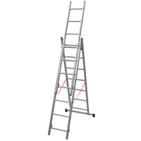 Mehrzweckleiter 3-teilig / 3 x 6 Sprossen / 1,74 m - 3,42 m