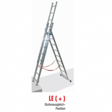 Mehrzweckleiter 3-teilig / 3 x 8 Sprossen / 2,30 m - 5,10 m