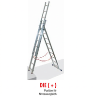 Mehrzweckleiter 3-teilig / 3 x 10 Sprossen / 2,86 m - 6,22 m