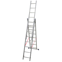 Mehrzweckleiter 3-teilig / 3 x 8 Sprossen / 2,30 m - 5,10 m