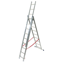 Mehrzweckleiter 3-teilig / 3 x 9 Sprossen / 2,58 m - 5,94 m