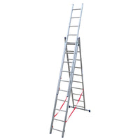 Mehrzweckleiter 3-teilig / 3 x 10 Sprossen / 2,86 m - 6,22 m