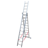 Mehrzweckleiter 3-teilig / 3 x 10 Sprossen / 2,86 m - 6,22 m