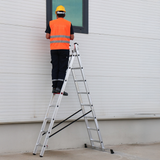 Mehrzweckleiter 2-teilig / 2x8 Sprossen / 2,44 m - 4,12 m