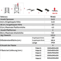 Teleskopgerüst 6,50 m – 12 Sprossen TO 4.5