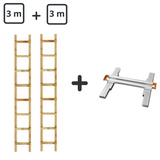 Holzdachleiter - Set 6 m (3 m + 3 m + Verbindung)
