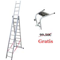 Mehrzweckleiter 3-teilig / 3 x 10 Sprossen / 2,86 m - 6,22 m
