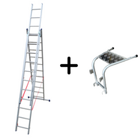 Mehrzweckleiter 3-teilig / 3 x 11 Sprossen / 3,14 m - 7,06 m
