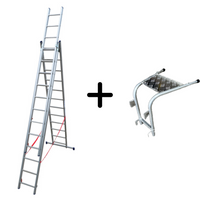 Mehrzweckleiter 3-teilig / 3 x 12 Sprossen / 3,42 m - 8,18 m