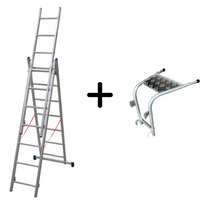 Mehrzweckleiter 3-teilig / 3 x 6 Sprossen / 1,74 m - 3,42 m