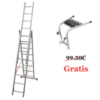 Mehrzweckleiter 3-teilig / 3 x 8 Sprossen / 2,30 m - 5,10 m
