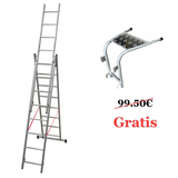 Mehrzweckleiter 3-teilig / 3 x 8 Sprossen / 2,30 m - 5,10 m