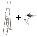 Mehrzweckleiter 3-teilig / 3 x 8 Sprossen / 2,30 m - 5,10 m