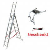 Mehrzweckleiter 3-teilig / 3 x 9 Sprossen / 2,58 m - 5,94 m