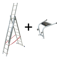 Mehrzweckleiter 3-teilig / 3 x 9 Sprossen / 2,58 m - 5,94 m