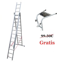 Mehrzweckleiter 3-teilig / 3 x 12 Sprossen / 3,42 m - 8,18 m