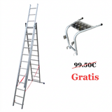 Mehrzweckleiter 3-teilig / 3 x 12 Sprossen / 3,42 m - 8,18 m